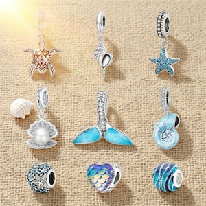 Minimalist charm, Under The Sea Collection II Charms - Sterling Silver Charms Compatible with Charm Pendant Bracelet Necklace
