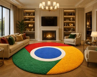 Modern Abstract Chrome Rug, Colorful Daisy Round Area Rug, Hand Tufted Wool Carpet, Contemporary Living Room Rug, Statement Home Decor