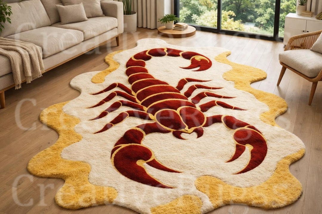 Hand Tufted Scorpion Shape Area Rug | Bold Statement Wool Carpet ...