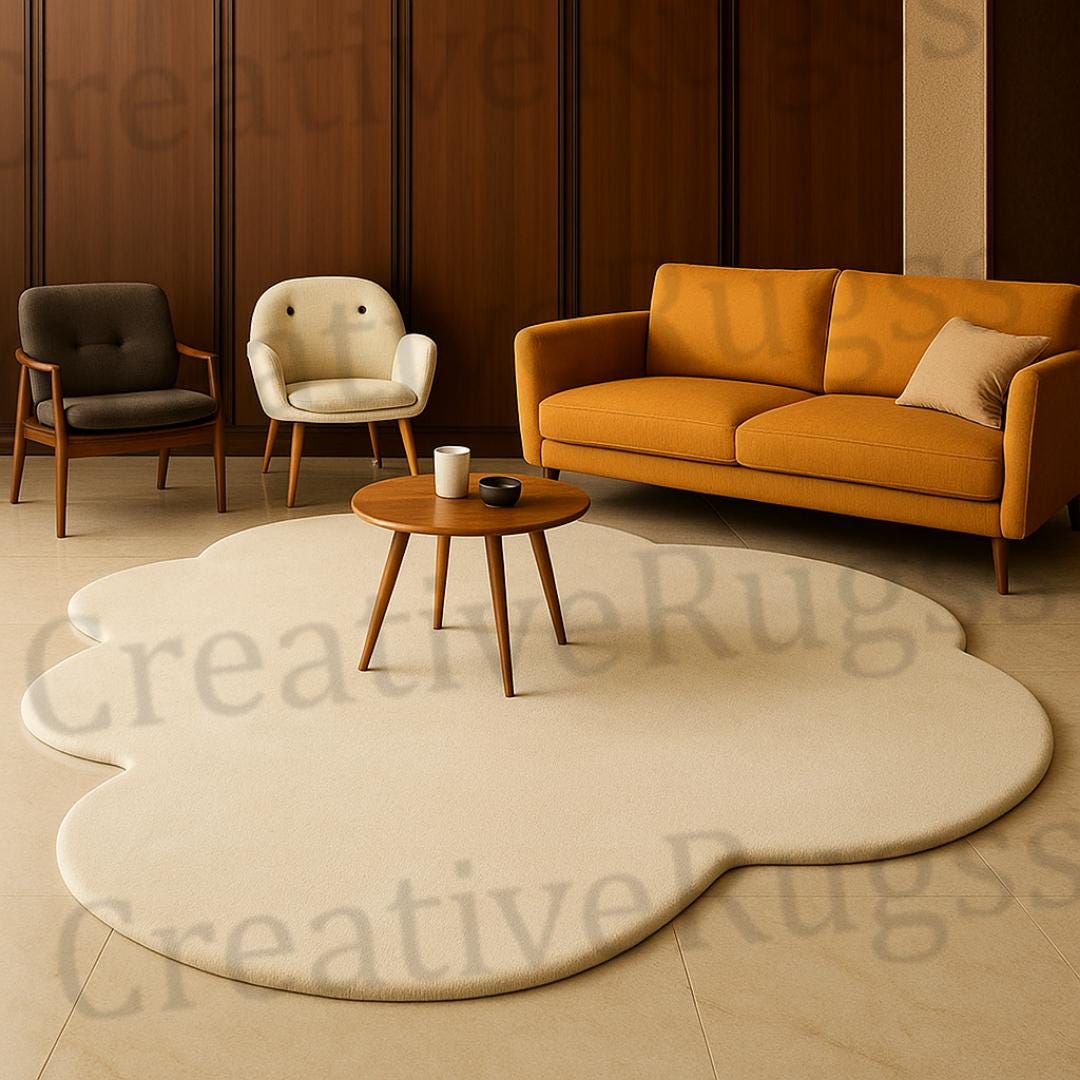 Cloud Shape Rug Hand Tufted Modern Cloud Shape Cream Rug – Minimalist Abstract Area Rug ...