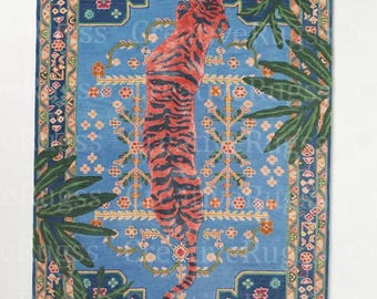 Anthropologie Bengal Tiger Multicolor Handmade Tufted Wool Area Rug For Bedroom Living room Office Kitchen Nursery Entryway modern Rug 8x10
