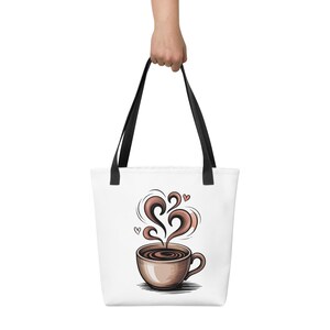 Coffee Lover Tote Bag – Minimalist Cup of Coffee Illustration, Everyday Canvas Bag