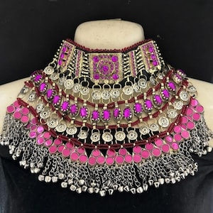 Gargantilha Tribal Afegã | Joias Boho Kuchi | Colar Pashtun Étnico Feito à Mão | Joias Festivas