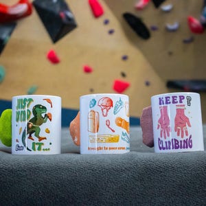 Climbing Mug Set (3 pcs) – Boulder, Lead & Everyday Grip | Handmade Ceramic Mugs by CRUXIE | Gift for Climbers | Training Holds