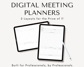 Digital Meeting Planner Template | Printable Meeting Notes Organizer | PDF Instant Download | Business Agenda | Project Management