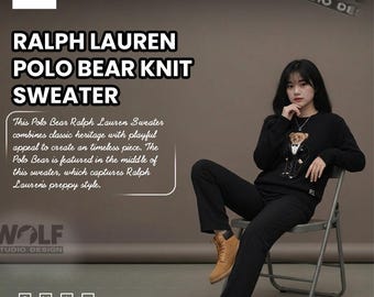 Ralph Lauren gebreide polobeertrui – klassieke preppy uniseks trui met ronde hals, tijdloze designerstijl