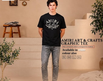 Amiri Art & Crafts T-shirt met grafische print Handgemaakt katoenen T-shirt met ronde hals Streetwear Unisex T-shirt