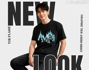 Y2K Flame Graphic T-shirt AMIRI-shirt