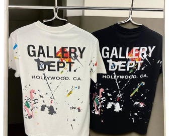 Gallery Dept Hollywood CA-shirt Wolf Studio Design Met de hand afgewerkt Splatter-T-shirt