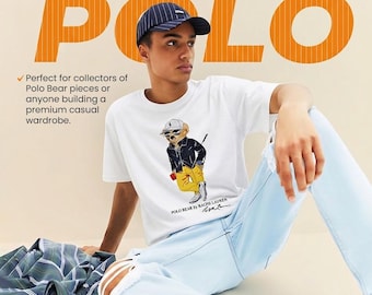 Ralph Lauren golf-T-shirt polobeer groot wit klassiek preppy designer katoenen T-shirt