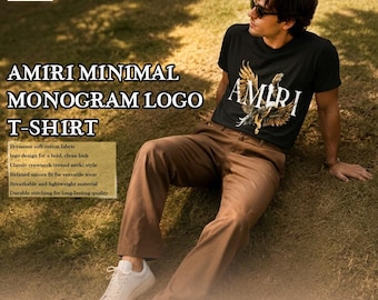 T-shirt met minimalistisch monogram-logo Amiri Zwart streetwear-T-shirt luxe casual shirt