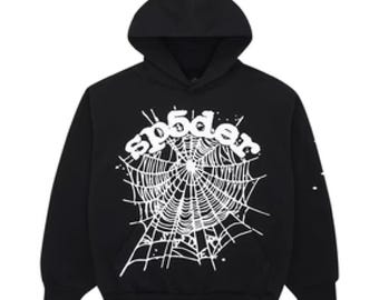 Sudadera con capucha retro Sp5der con diseño web unisex en negro
