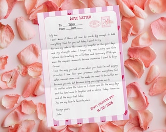 Love Letter Printable | Canva Editable Love Letter Template | Romantic Valentine Letter | Instant Download
