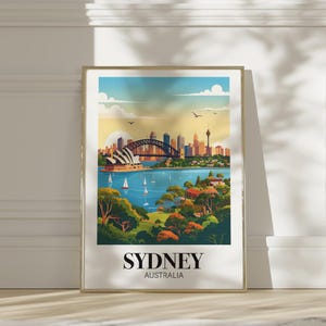 Sydney reisafdruk Australië reisposter New South Wales print, Australische poster Sydney Harbour cadeau muurkunst ingelijste prints