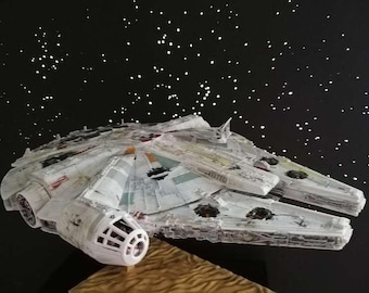Kit de modelo Star Wars Bandai Millenium Falcon 1/144 con luz y pintado
