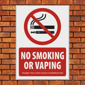 Letrero imprimible de Prohibido Fumar o Vapear en PDF / Letrero de Zona Libre de Humo / Letrero de Pared Moderno y Minimalista / Descarga Instantánea