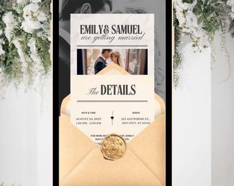 Editable Wedding Video Invitation | Digital File | Canva Template | Modern Wedding Invite with photos