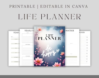 Life Planner | Printable & Editable in Canva  Over 50 Pages
