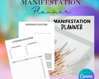 Manifestation Planner | Digital Download | Editable in Canva Over 60 Pages Printable