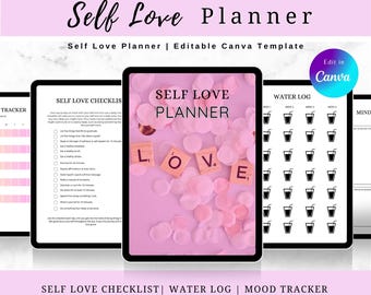 Self Love Planner | Editable Canva Template (Digital Download) Printable