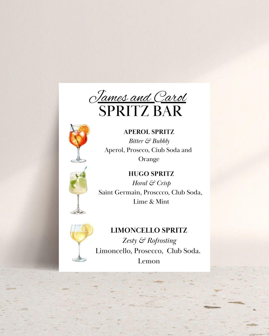 Aperol Spritz Bar Sign Editable Signature Cocktail Drink Sign Wedding ...