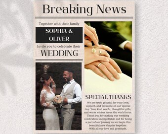 Editable Wedding Newspaper Template – Canva Digital Download printable