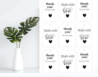 Editable Thank You Tags Template | Made With Love Tags | Canva Printable Labels