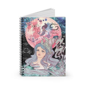 Cancer Zodiac Journal, Watery Astrology Art Notebook, Nurturing Cancer Moon Design, Gift for Astrology Lovers, Water Sign Stationery