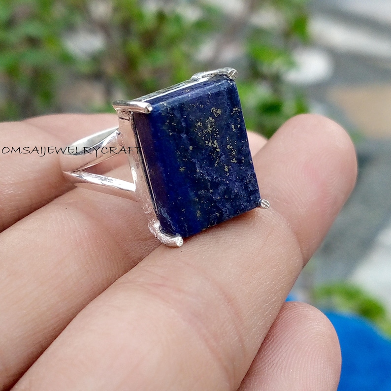 Rectangle Shape Lapis Lazuli Ring*925 Sterling Silver Ring*latest ...