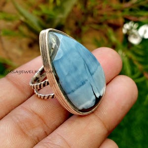天然オパール宝石リング*925スターリングシルバーリング*ハンドメイドステートメントリング*ペアシェイプリング*パーフェクトリング*デザイナーリング*クリスマスギフト