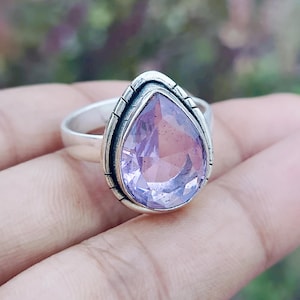 Genuine Purple Amethyst Stone Ring, 925 Sterling Silver Ring, Handmade- Statement Ring, Unisex Ring, Pretty Women's Ring, Gift For Valentine