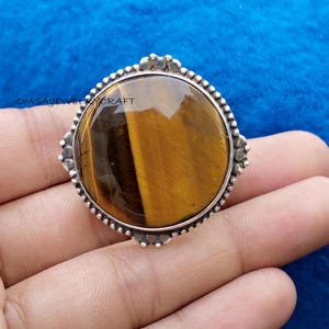 Tiger&#39;s Eye Ring,  925 Sterling Silver , Statement Ring, Boho Ring ,  Gifts For Her,  Handmade Ring, Gift For Wife,  Gift For Valentine ,
