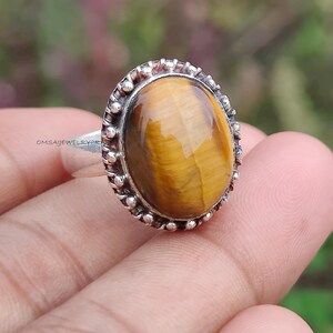 Tiger Eye Ring, 925 Sterling Silver Ring, Gemstone Ring, , Statement Ring, Anniversary Gifts, Birthday Gifts For Her, worry less ring