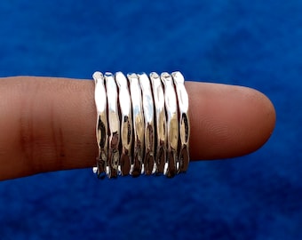 Anillo de plata maciza de 8 bandas* Anillo de plata maciza 99.99%* Anillo hecho a mano* Anillo llamativo* Anillo de moda* Regalo de Navidad* Regalo para esposa