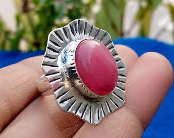 Designer Pink Ruby Gemstone Ring, 925 Sterling Silver Ring, Handmade-Statement Ring, Unisex Ring, Royal Gemstone Ring, Gift For Christmas