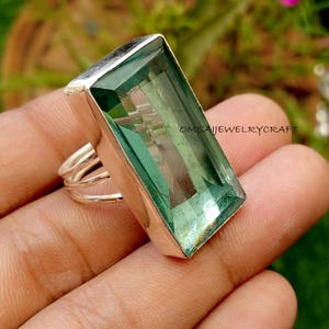 Aquamarine Gemstone Ring*925 Sterling Silver Ring*Handmade-Statement Ring*Rectangle Shape Ring*Perfect Ring*Designer Ring*Gift For Christmas