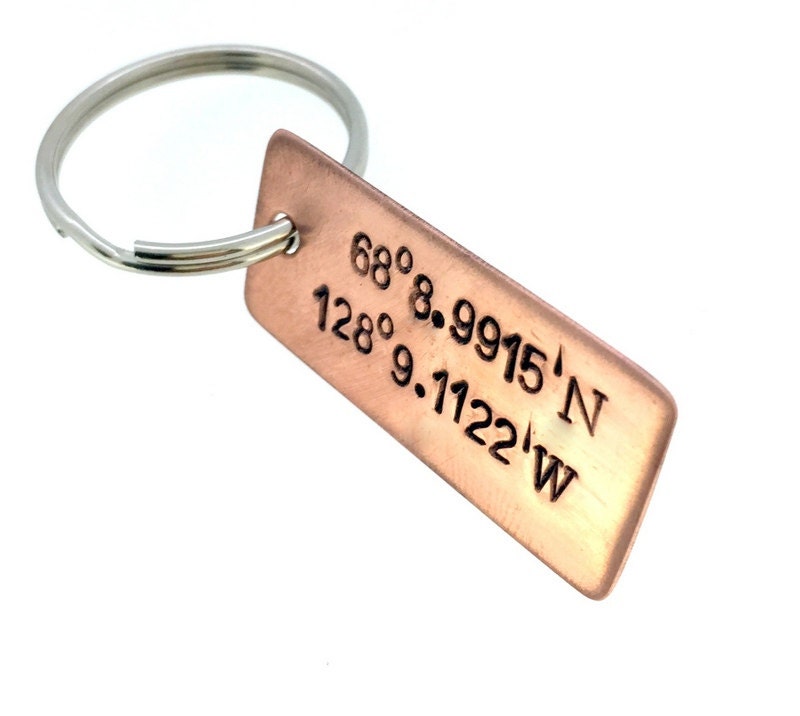 Bronze Anniversary Coordinate Keychain Husband Gift Etsy