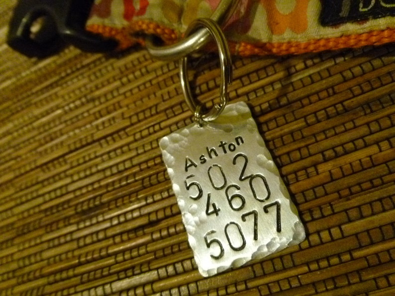 Hammered Hand Stamped Identification Dog Tag Boyfriend Gift Pet Tag Anniversary gift for man Art