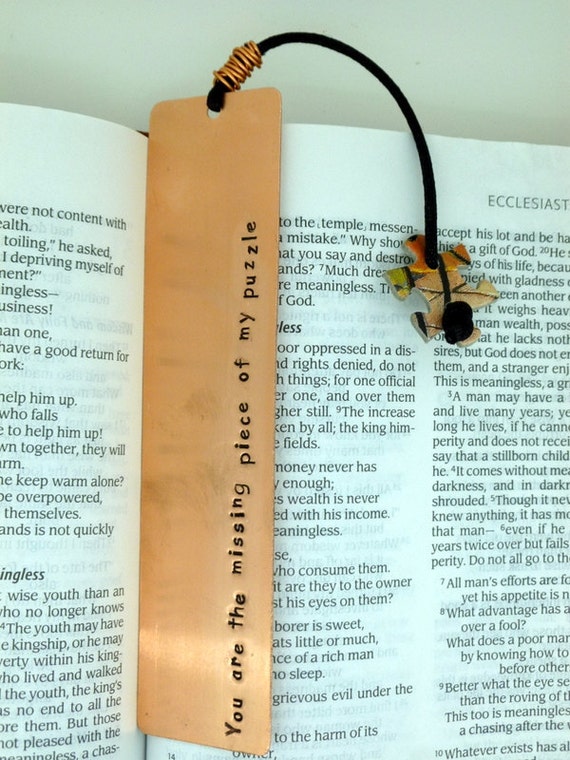 Personalized Copper Bookmark Hand Stamped Sealed Boyfriend