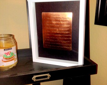 Copper Art Mounted In Shadow Box - Seven Year Anniversary Gift, Husband Gift, Wife Gift, Boyfriend Gift, Copper Decor, Home Art, Decor