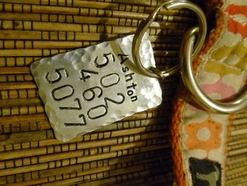 Hammered Hand Stamped Identification Dog Tag Boyfriend Gift Pet Tag Anniversary gift for man Art