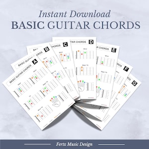 Printable guitar chord sheets, guitar chords for beginners, learn guitar, basic guitar chords.