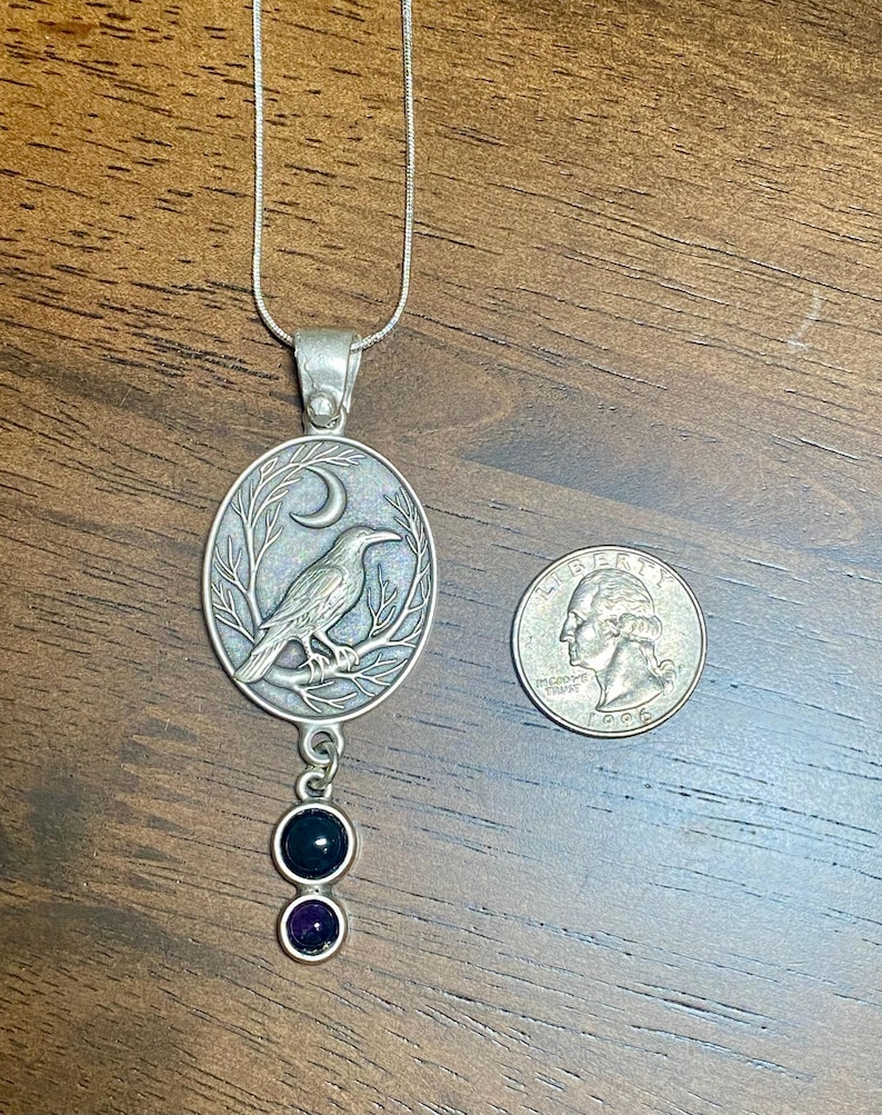 Raven Moon Amethyst and Black Onyx Pendant Necklace immagine 7