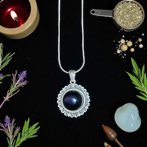 Rainbow Obsidian Pendant with Purple  Flash. Elderglow Series by Magic Pet Rocks