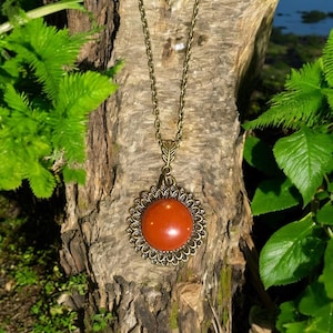Red Jasper Bronze Pendant Necklace by Magic Pet Rocks. Strength and Grounding Talisman