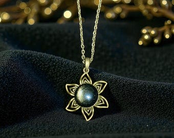 Collana con ciondolo in cristallo di bronzo e ossidiana (lucentezza dorata) di Magic Pet Rocks