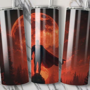 Flying Superhero Tumbler PNG Wrap • Bold Red Cape Superhuman Digital Sublimation • Comic Gift for Him • Action Hero Cup • Cartoon Movie Gift