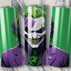 Dark Super Hero Tumbler Wrap PNG – Clown Villain Design voor 20oz rechte skinny bekers, sublimatiedruk, cadeau voor haar