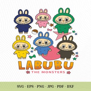 Kawaii kleurrijke konijnenmonsters SVG-png-clipart • Schattige dierenhoodie stripfiguren • Schattig kindershirt of cadeau verjaardagsfeestje