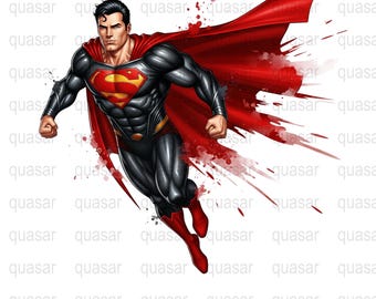 Flying Super Hero PNG – High-Resolution Red Caped Character Clipart with Chest Emblem for Sublimation, Shirts, Posters & Digital Download